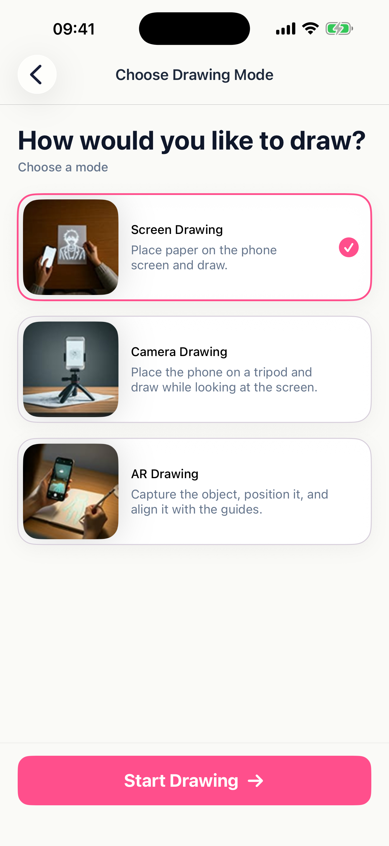ARDraw mode select